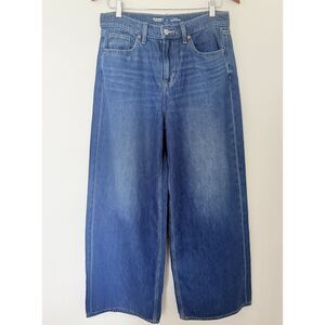 Old Navy High Rise Baggy Wide Leg Jeans Drapey Denim Medium Wash Relaxed Fit 6